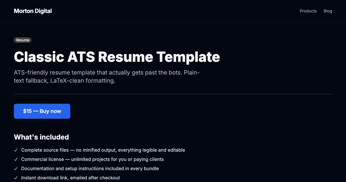 Classic ATS Resume Template preview