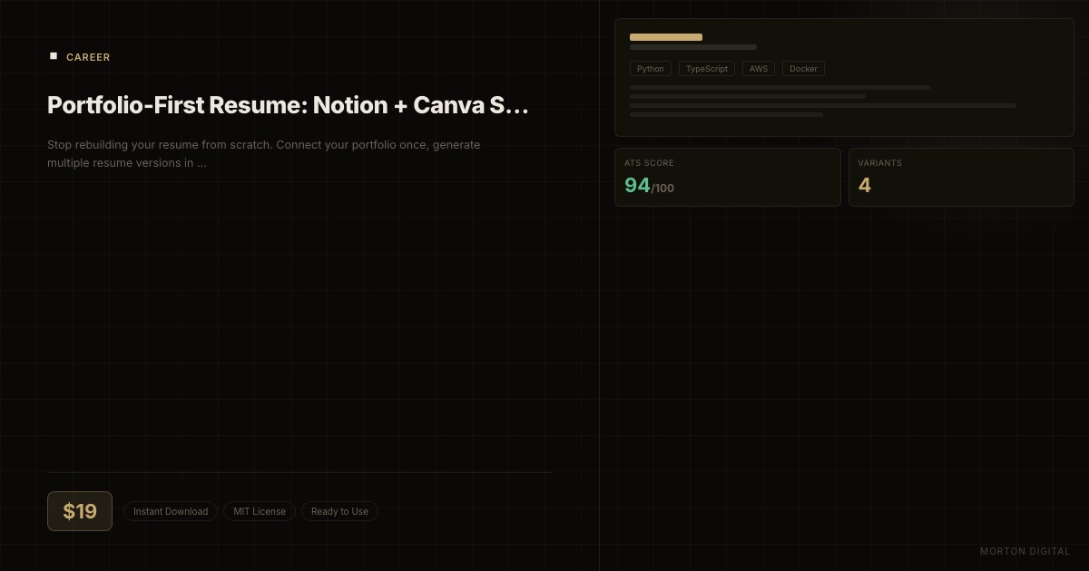 Portfolio-First Resume: Notion + Canva System preview
