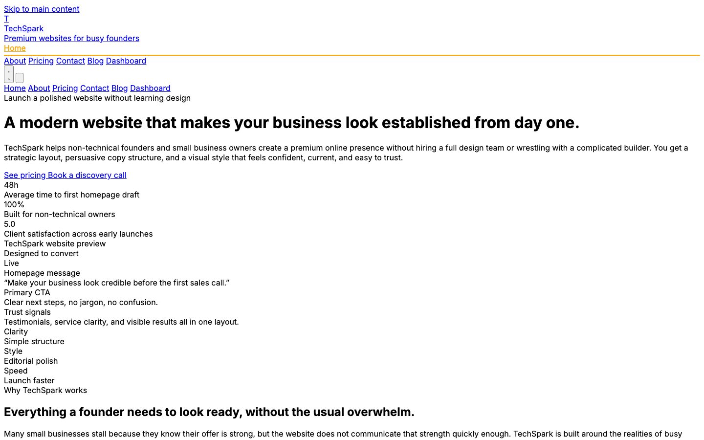 TechSpark — live screenshot